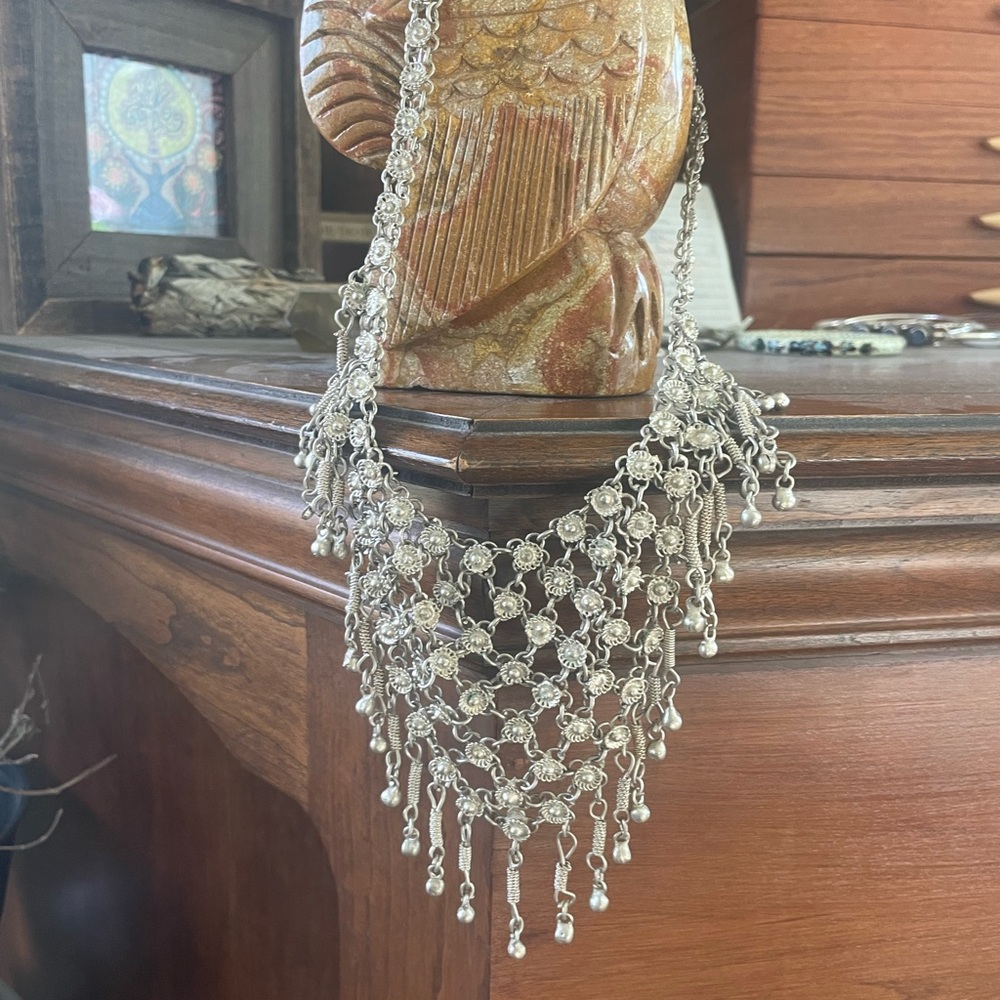 Vintage tribal ethnic linked bib necklace